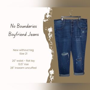 NWOT No Boundaries Dark Boyfriend Jeans Size 21